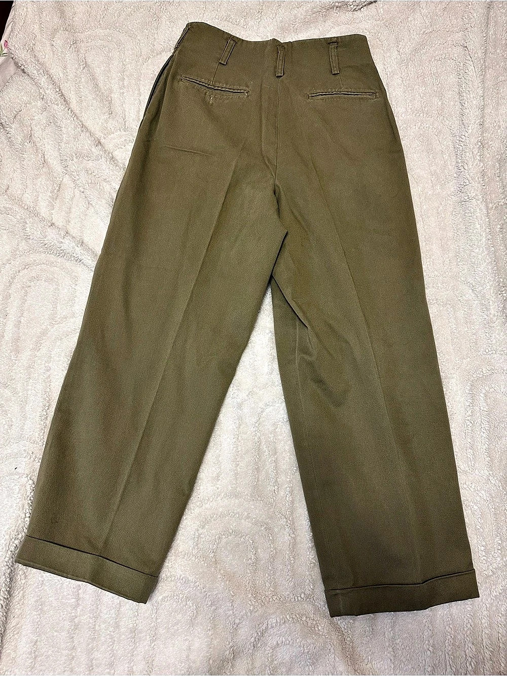 Vintage 90s Polo Ralph Lauren Pleated Olive Green Wide Leg Chino Trousers Size 4